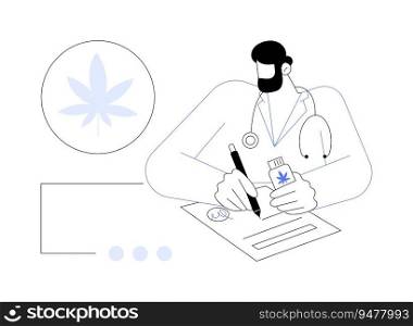 Medical marijuana release abstract concept vector illustration. Doctor holding legalized cannabis for medical purposes, CBD products, herbal drug, marijuana release abstract metaphor.. Medical marijuana release abstract concept vector illustration.
