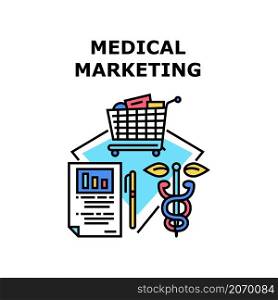 Medical marketing web doctor. Medicine research. Business health. Hospital care. Pharmacy technology vector concept color illustration. Medical marketing icon vector illustration