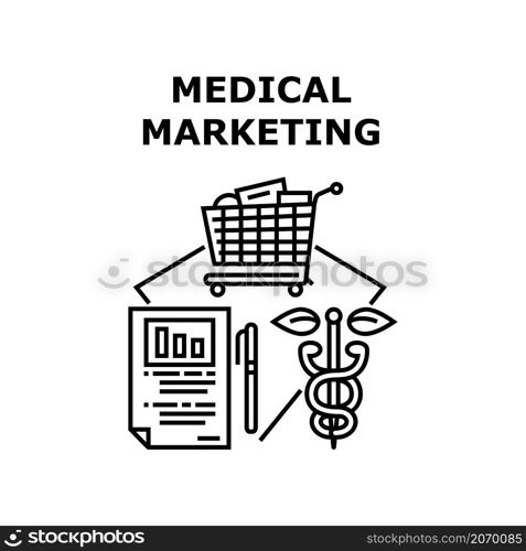 Medical marketing web doctor. Medicine research. Business health. Hospital care. Pharmacy technology vector concept black illustration. Medical marketing icon vector illustration