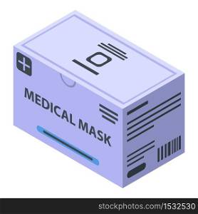 Medical mask package icon. Isometric of medical mask package vector icon for web design isolated on white background. Medical mask package icon, isometric style