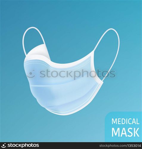 Medical mask, virus protection. Realistic icon. Vector illustration for your design.