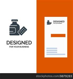 Medical, Medicine, Science Grey Logo Design and Business Card Template