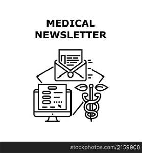 Medical newsletter flyer layout. banner brochure template. poster cover. page ad vector concept black illustration. Medical newsletter icon vector illustration
