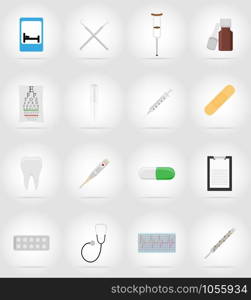 medical objects and equipment flat icons illustration isolated on background