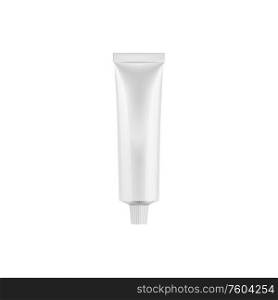 Medical ointment or cream isolated tube mockup. Vector unlabeled packaging of cream or toothpaste. Packaging tube of cream ointment isolated mockup