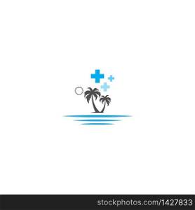 Medical palm beach logo icon concept illustration