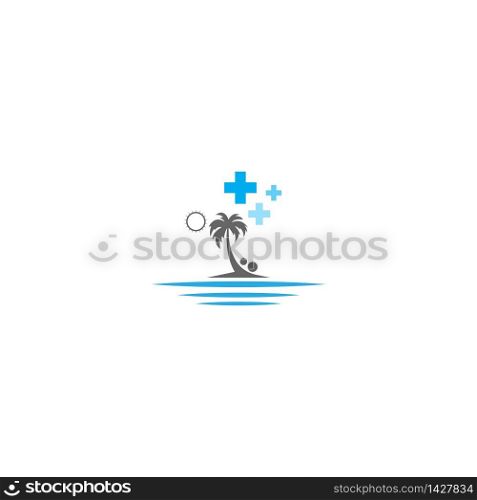 Medical palm beach logo icon concept illustration