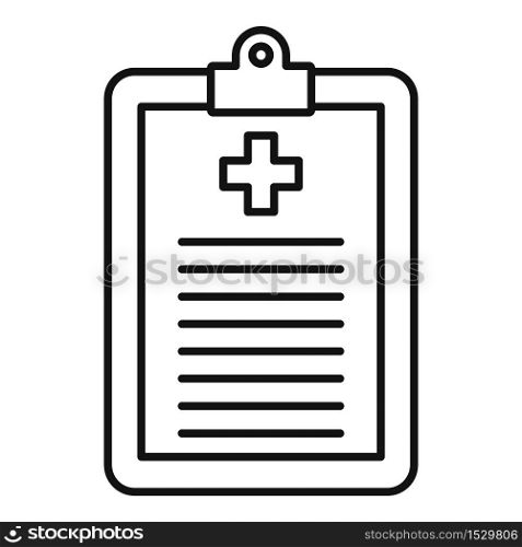 Medical patient clipboard icon. Outline medical patient clipboard vector icon for web design isolated on white background. Medical patient clipboard icon, outline style