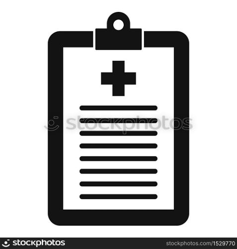 Medical patient clipboard icon. Simple illustration of medical patient clipboard vector icon for web design isolated on white background. Medical patient clipboard icon, simple style
