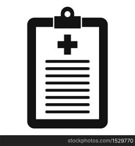 Medical patient clipboard icon. Simple illustration of medical patient clipboard vector icon for web design isolated on white background. Medical patient clipboard icon, simple style