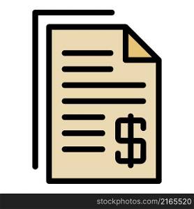 Medical payment paper icon. Outline medical payment paper vector icon color flat isolated. Medical payment paper icon color outline vector