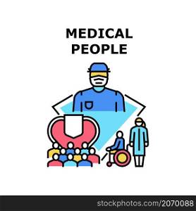 Medical people health. Group man woman. Doctor care. Medicine person. Hospital human staff vector concept color illustration. Medical people icon vector illustration