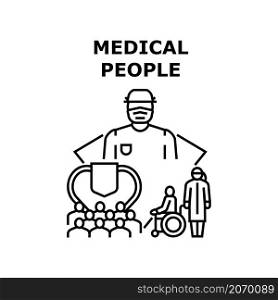 Medical people health. Group man woman. Doctor care. Medicine person. Hospital human staff vector concept black illustration. Medical people icon vector illustration