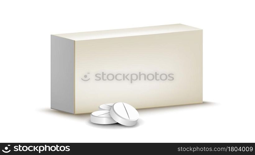 Medical Pharmaceutical Pills Blank Package Vector. Heap Of Drug Medicament Packaging, Disease Treatment Drugstore Dose. Pharmacy Health Care Remedy Pack Mockup Realistic 3d Illustration. Medical Pharmaceutical Pills Blank Package Vector