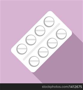 Medical pill package icon. Flat illustration of medical pill package vector icon for web design. Medical pill package icon, flat style