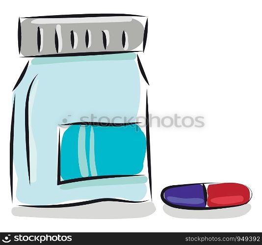 Medical pills and bottle illustration vector on white background