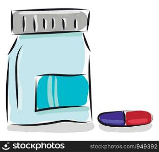 Medical pills and bottle illustration vector on white background