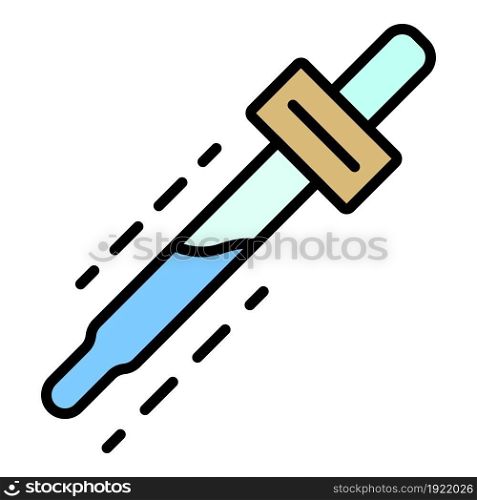 Medical pipette icon. Outline medical pipette vector icon color flat isolated on white. Medical pipette icon color outline vector