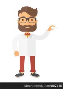 Medical professional handsome young doctor assistant standing in white lab coat. A Contemporary style. Vector flat design illustration isolated white background. Vertical layout. Medical professional handsome young doctor.