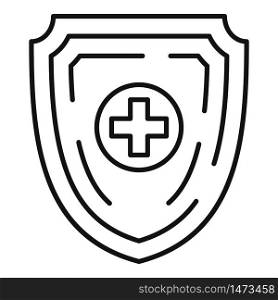 Medical protect shield icon. Outline medical protect shield vector icon for web design isolated on white background. Medical protect shield icon, outline style