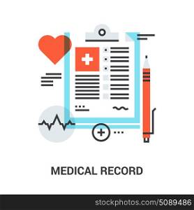 medical record concept. Abstract flat line vector illustration of medical record concept