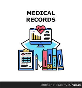 Medical record patient. Clinic health. Doctor data computer. File report. Care hospital. Medicine electronic document vector concept color illustration. Medical records icon vector illustration
