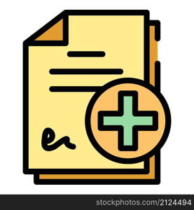 Medical report icon. Outline medical report vector icon color flat isolated. Medical report icon color outline vector