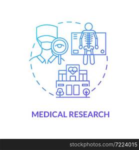 Medical research blue gradient concept icon. Arthritis clinic services abstract idea thin line illustration. Doctor checkup and examination. Diagnosis. Vector isolated outline color drawing. Medical research blue gradient concept icon