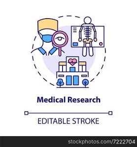 Medical research concept icon. Arthritis clinic services abstract idea thin line illustration. Doctor checkup and examination. Diagnosis. Vector isolated outline color drawing. Editable stroke. Medical research concept icon