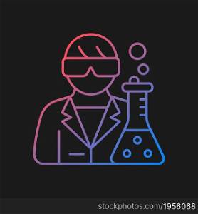 Medical researcher gradient vector icon for dark theme. Biomedical scientist. Develop methods for treating disease. Thin line color symbol. Modern style pictogram. Vector isolated outline drawing. Medical researcher gradient vector icon for dark theme