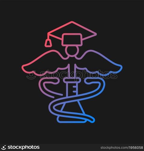Medical school for research gradient vector icon for dark theme. Science and lab research. Advance human health. Thin line color symbol. Modern style pictogram. Vector isolated outline drawing. Medical school for research gradient vector icon for dark theme
