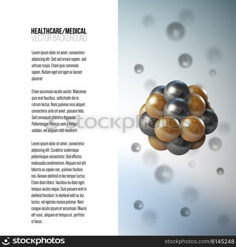 Medical scientific cell. Abstract graphic design of molecule structure, vector background for brochure, flyer or banner.