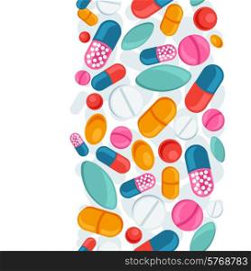 Medical seamless pattern with pills and capsules.. Medical seamless pattern with pills and capsules