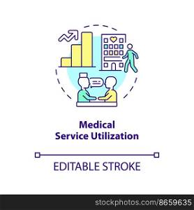 Medical service utilization concept icon. Costly healthcare. Access to medicine abstract idea thin line illustration. Isolated outline drawing. Editable stroke. Arial, Myriad Pro-Bold fonts used
. Medical service utilization concept icon