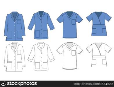 Medical shirt uniform vector template.