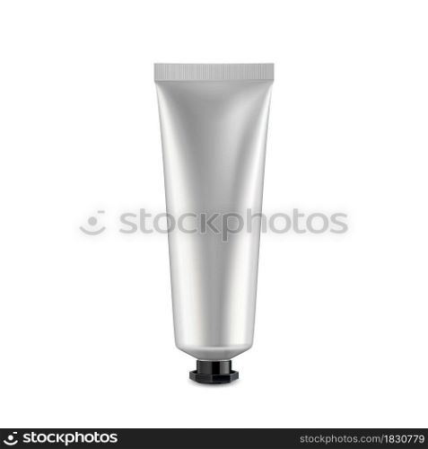 Medical Skin Care Cream Blank Tube Package Vector. Medicine Skincare And Protective Lotion Tube Container With Cap. Sun Block Chemical Liquid Packaging Template Realistic 3d Illustration. Medical Skin Care Cream Blank Tube Package Vector