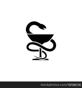 Medical Snake and Cup, Caduceus Pharma. Flat Vector Icon illustration. Simple black symbol on white background. Medical Snake Cup, Caduceus Pharma sign design template for web and mobile UI element. Medical Snake and Cup, Caduceus Pharma. Flat Vector Icon illustration. Simple black symbol on white background. Medical Snake Cup, Caduceus Pharma sign design template for web and mobile UI element.