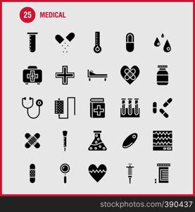 Medical Solid Glyph Icon Pack For Designers And Developers. Icons Of Health, Healthcare, Medical, Bandage, Breakup, Broken Heart, Medical, Vector