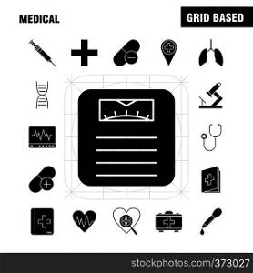 Medical Solid Glyph Icons Set For Infographics, Mobile UX/UI Kit And Print Design. Include: Teeth, Mouth, Dentist, Medical, Blood Pressure, Medical, Doctor, Eps 10 - Vector