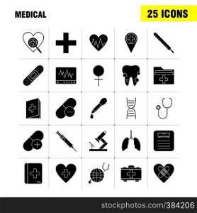 Medical Solid Glyph Icons Set For Infographics, Mobile UX/UI Kit And Print Design. Include: Teeth, Mouth, Dentist, Medical, Blood Pressure, Medical, Doctor, Eps 10 - Vector