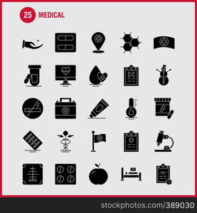 Medical Solid Glyph Icons Set For Infographics, Mobile UX/UI Kit And Print Design. Include: Water Melon, Melon, Fruit, Food, Bones, Broken Bones, Collection Modern Infographic Logo and Pictogram. - Vector