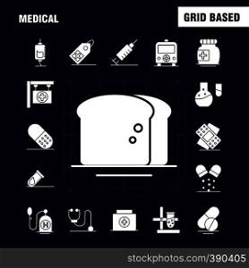 Medical Solid Glyph Icons Set For Infographics, Mobile UX/UI Kit And Print Design. Include: Slim, Shape, Body, Fitness, Apple, Fruit, Food, Meal, Collection Modern Infographic Logo and Pictogram. - Vector