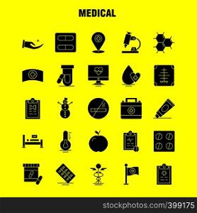 Medical Solid Glyph Icons Set For Infographics, Mobile UX/UI Kit And Print Design. Include: Water Melon, Melon, Fruit, Food, Bones, Broken Bones, Collection Modern Infographic Logo and Pictogram. - Vector