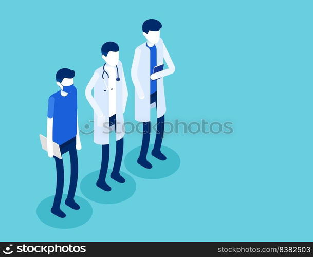 Medical staff characters. Flat isometric vector style