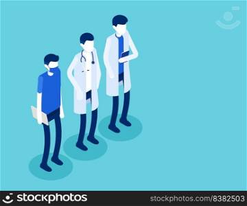 Medical staff characters. Flat isometric vector style