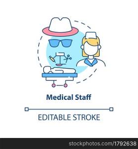 Medical staff concept icon. Illicit organ transplantation surgery abstract idea thin line illustration. Doctors harvest organs. Vector isolated outline color drawing. Editable stroke. Medical staff concept icon