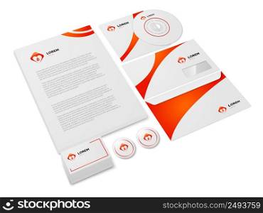 medical stationery set with heart shape logo paper document and envelope templates isolated vector illustration