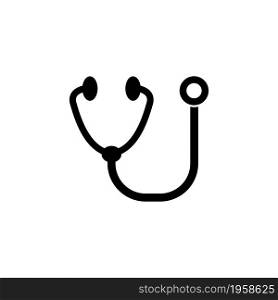 Medical Stethoscope, Diagnostic Cardiology Tool. Flat Vector Icon illustration. Simple black symbol on white background. Medical Stethoscope sign design template for web and mobile UI element. Medical Stethoscope, Diagnostic Cardiology Tool. Flat Vector Icon illustration. Simple black symbol on white background. Medical Stethoscope sign design template for web and mobile UI element.