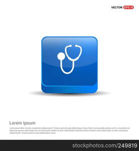 Medical stethoscope icon - 3d Blue Button.