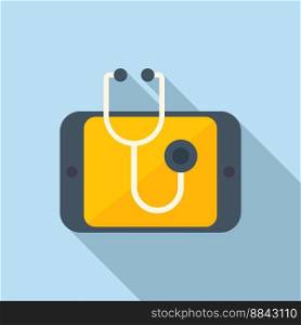Medical stethoscope icon flat vector. Doctor report. Online medic. Medical stethoscope icon flat vector. Doctor report